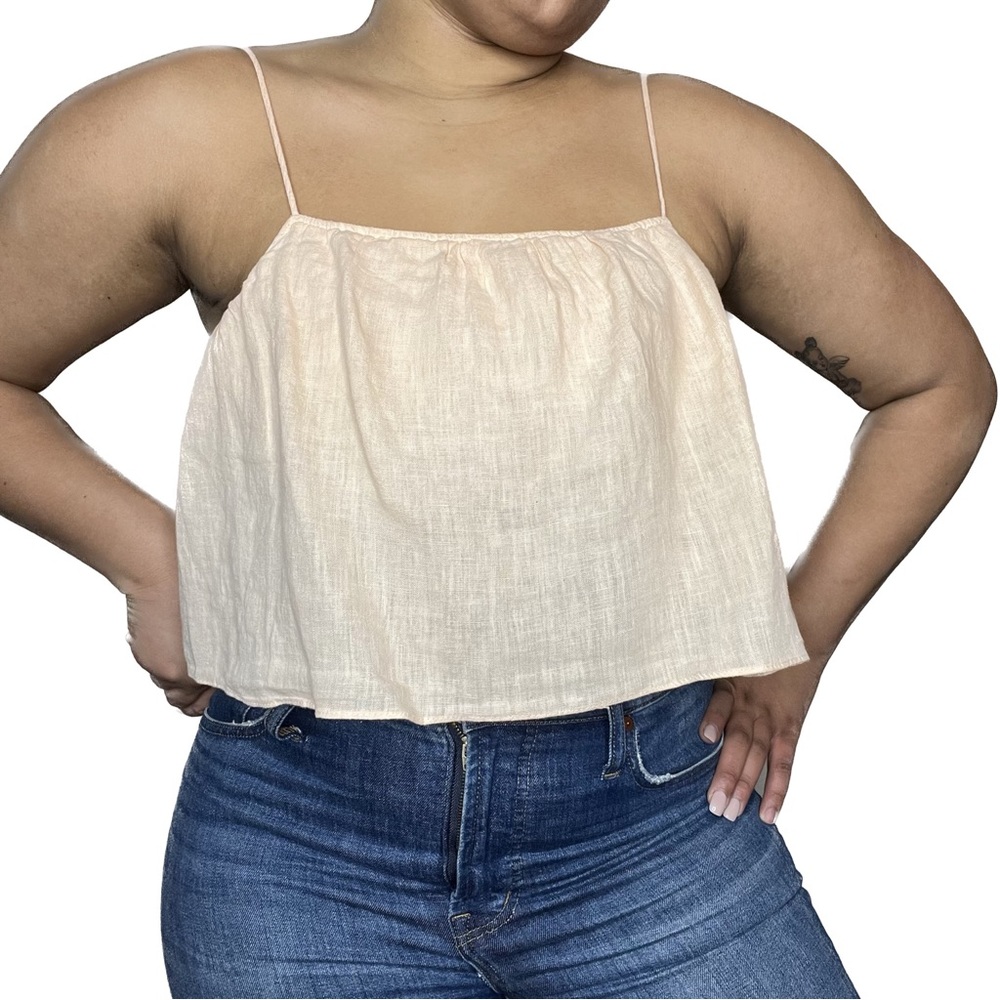 Light Pink Zara Linen Crop Tank